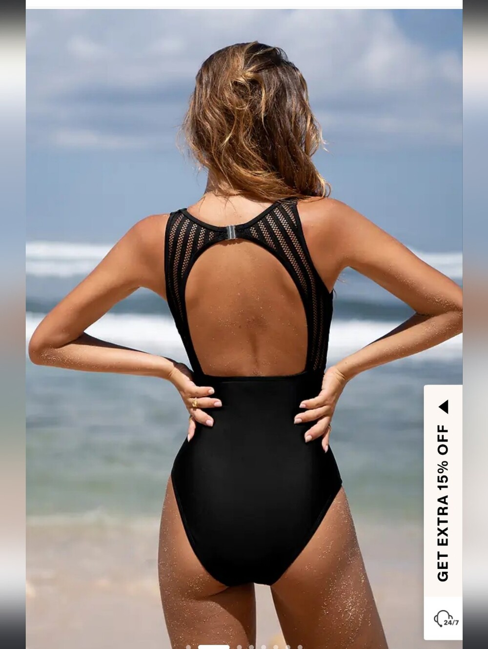 NWT Cupshe Black One Piece Swimsuit with Mesh Back